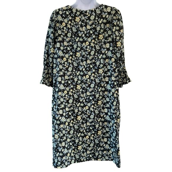 NWT Sara Campbell Black Floral Aria Dress Medium Cottagecore Loose Fit Prairie - Picture 4 of 7